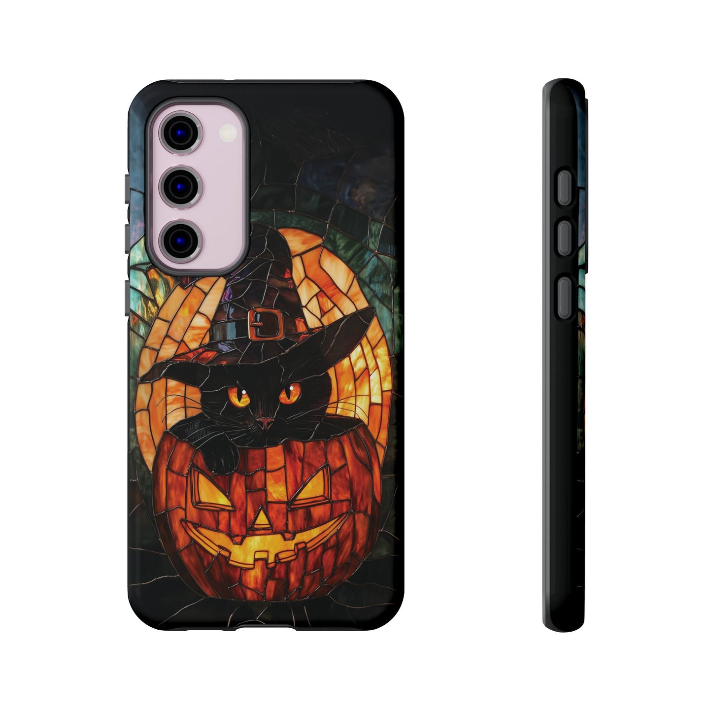 Witch's Cat Stained Glass Effect Phone Case