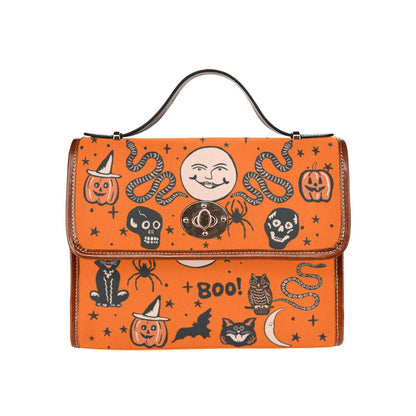 Vintage Halloween Satchel Bag with Black Trim