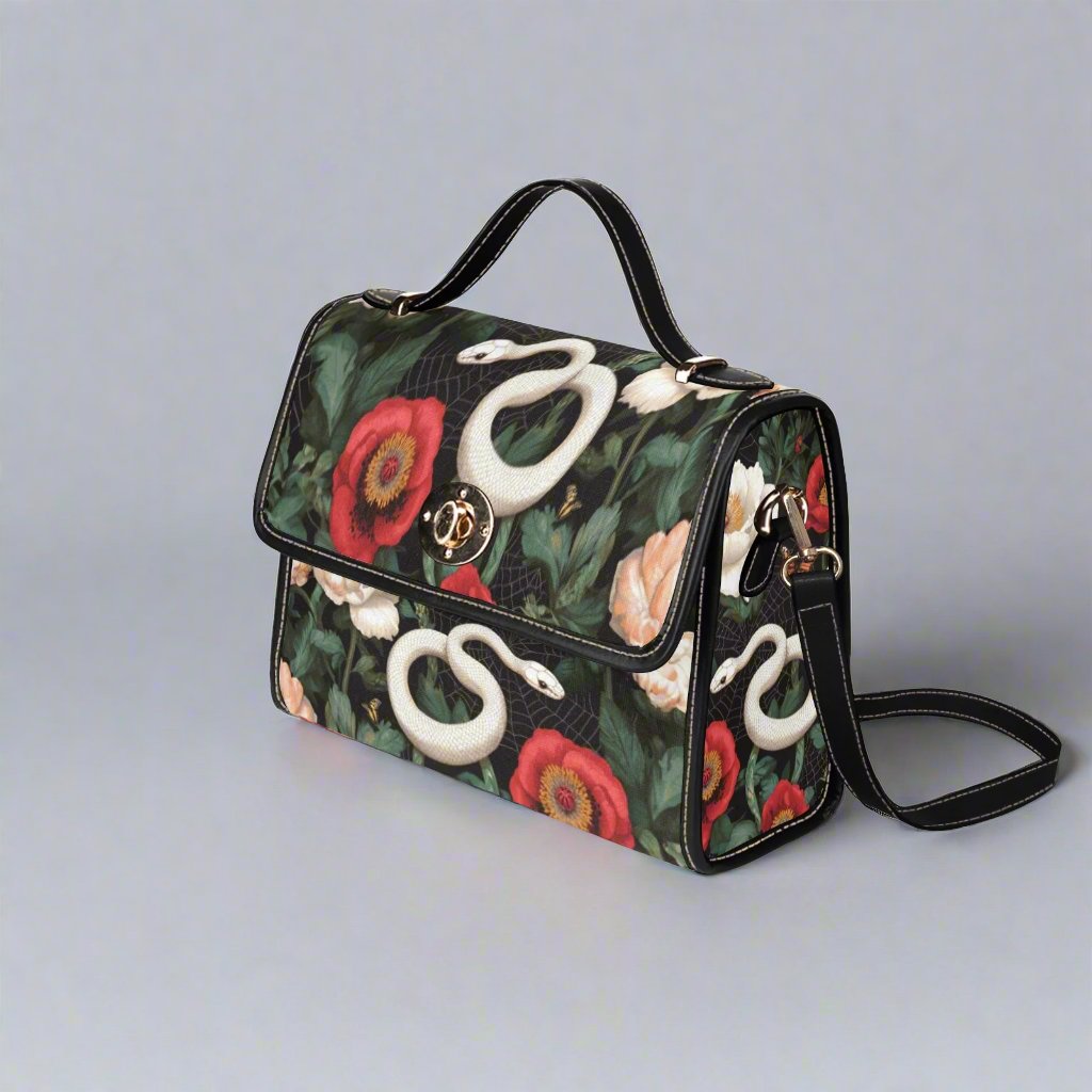 Albino Snake Peony Satchel Bag