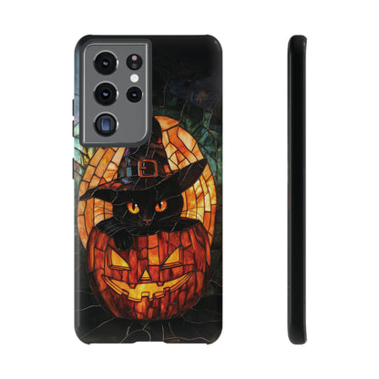 Witch's Cat Stained Glass Effect Phone Case