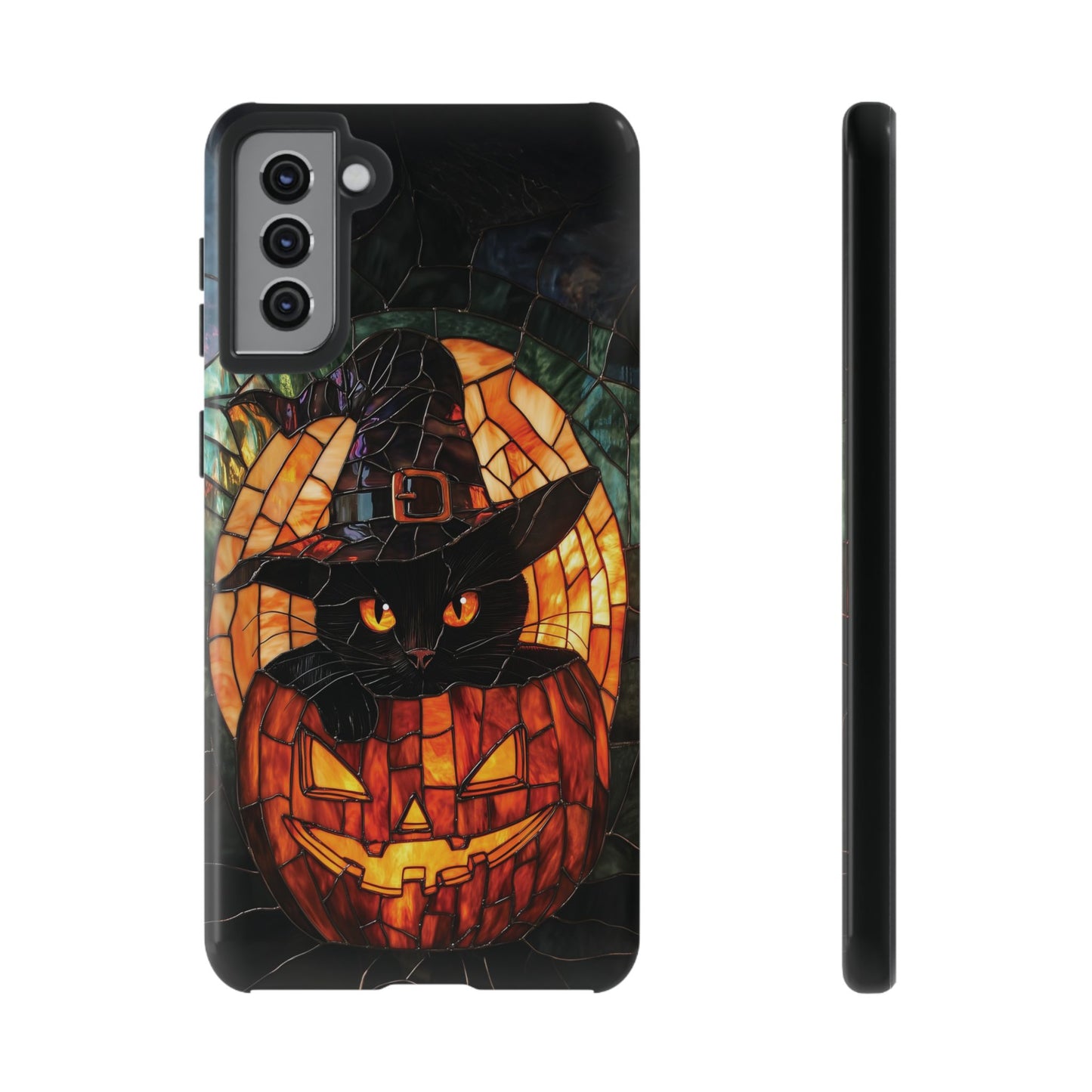 Witch's Cat Stained Glass Effect Phone Case