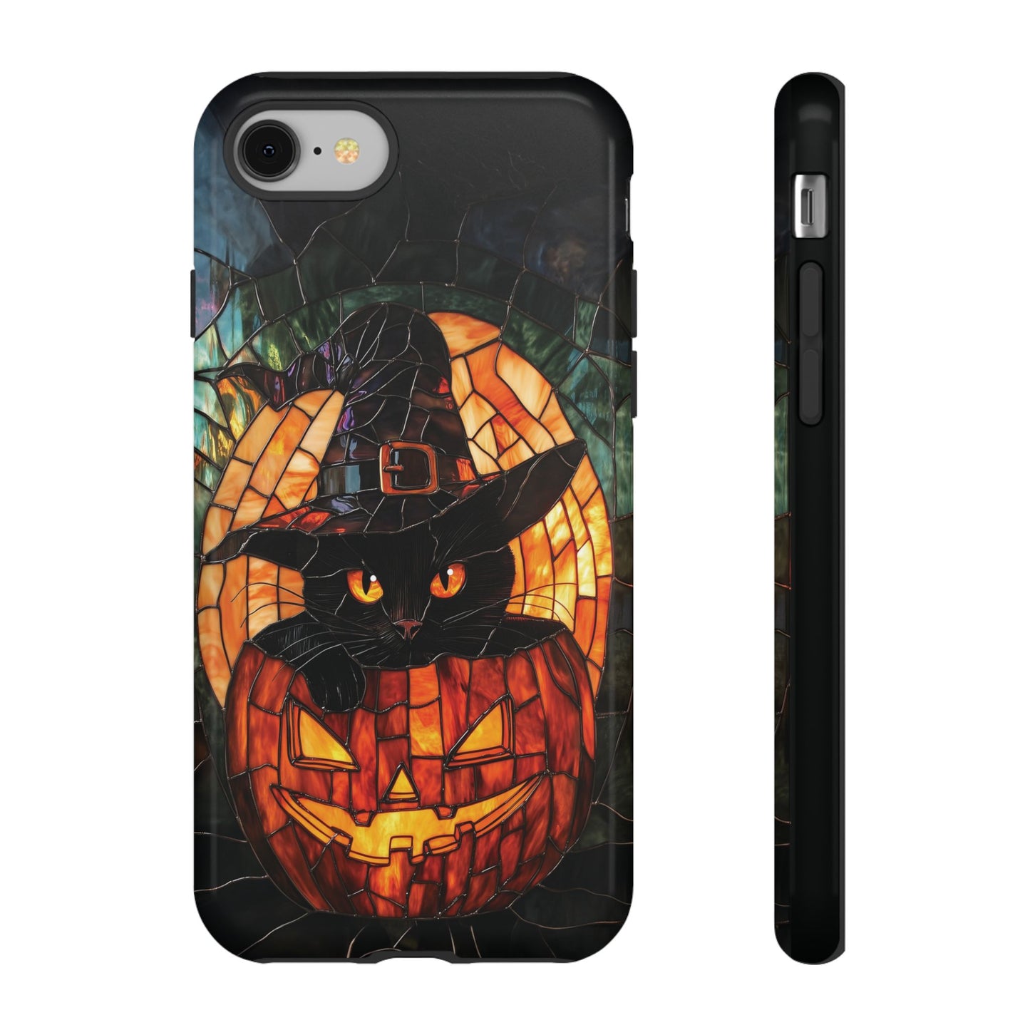 Witch's Cat Stained Glass Effect Phone Case