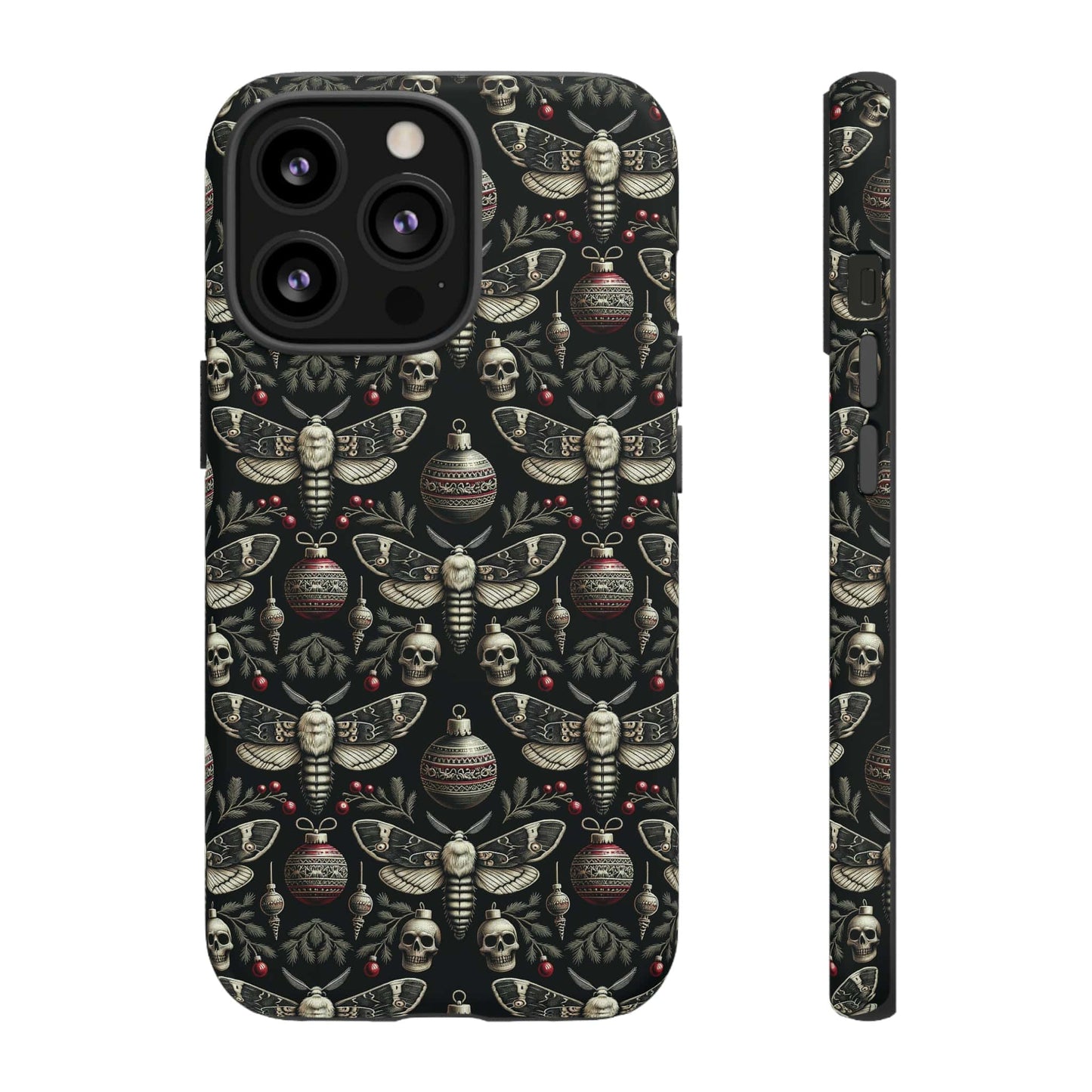 Dark Moth and Skull Holiday Phone Case