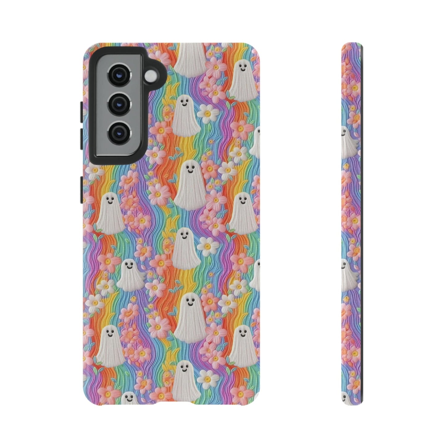 Pastel Ghost Faux Embroidery Impact Resistant Phone Case