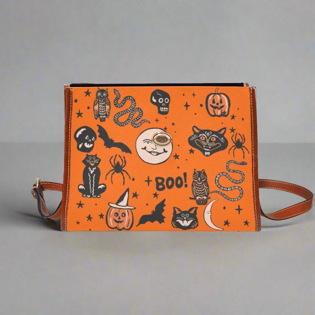 Vintage style halloween purse crossbody high quality witchy orange