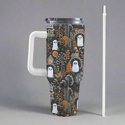 Spooky Ghost House 40oz Tumbler with Handle