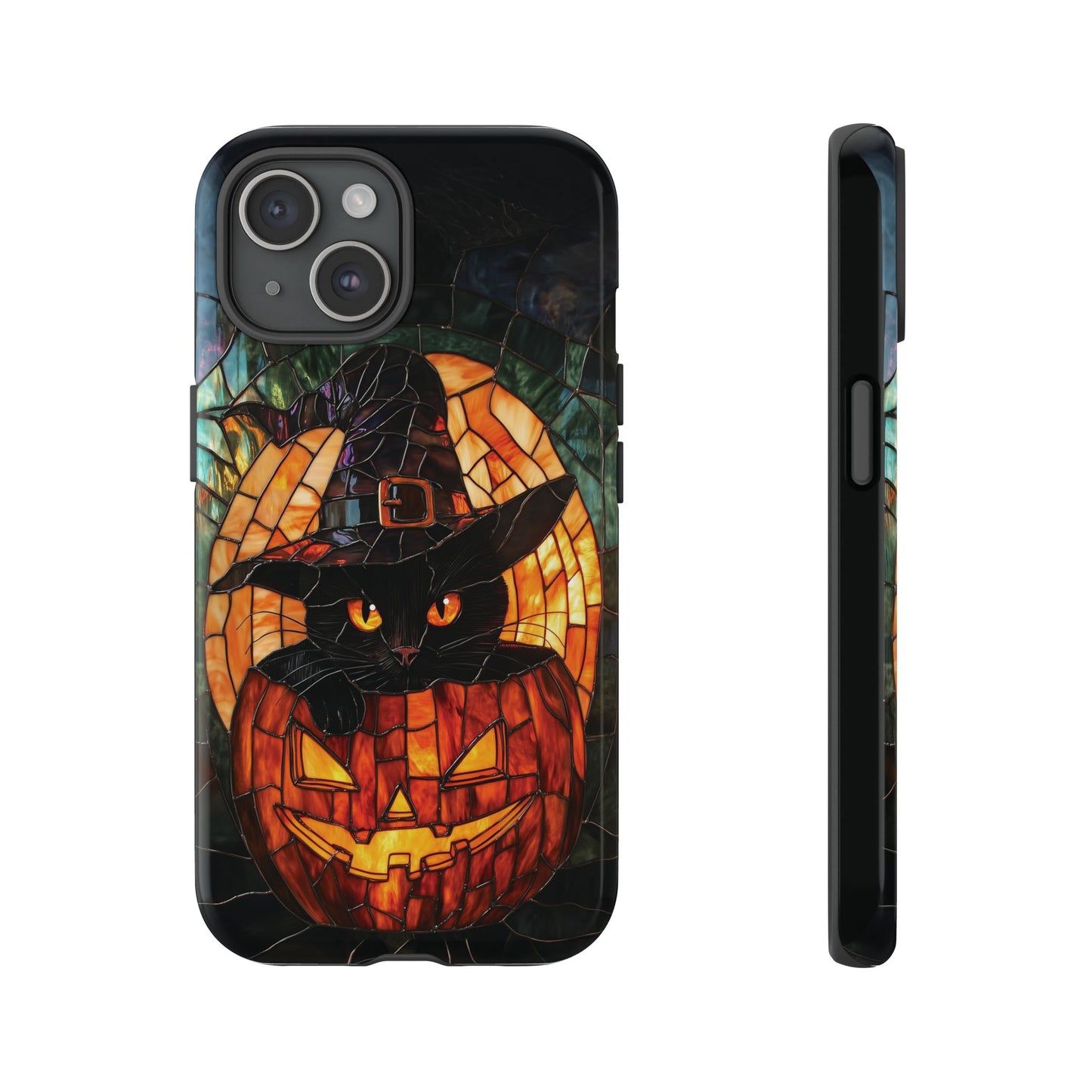 Witch's Cat Stained Glass Effect Phone Case