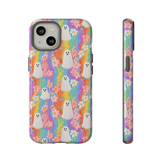 Pastel Ghost Faux Embroidery Impact Resistant Phone Case