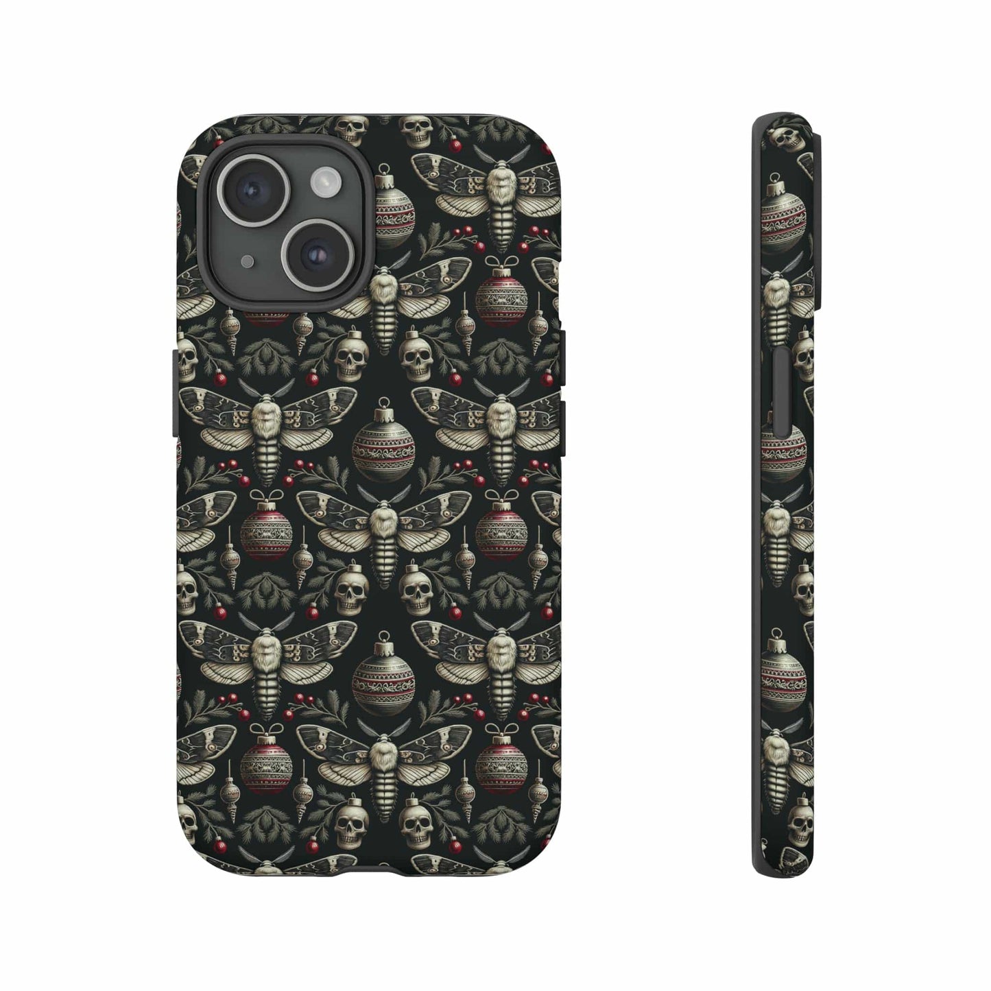 Dark Moth and Skull Holiday Phone Case