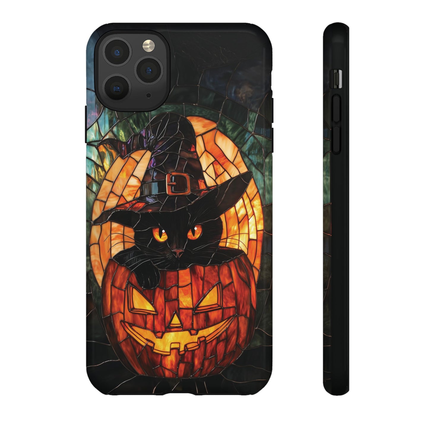 Witch's Cat Stained Glass Effect Phone Case