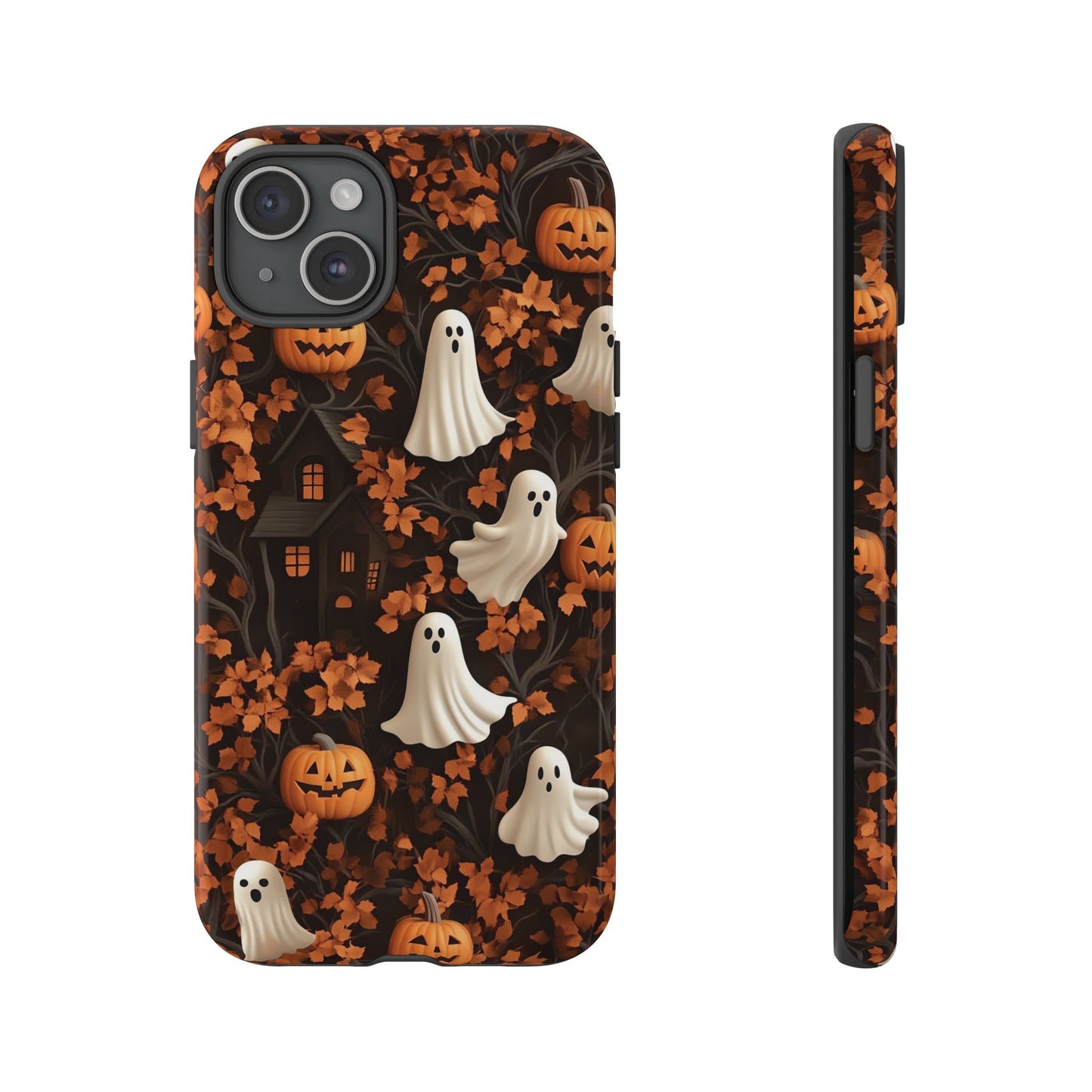 Halloween Ghosts & Autumn Leaves 3D Effect Phone Case