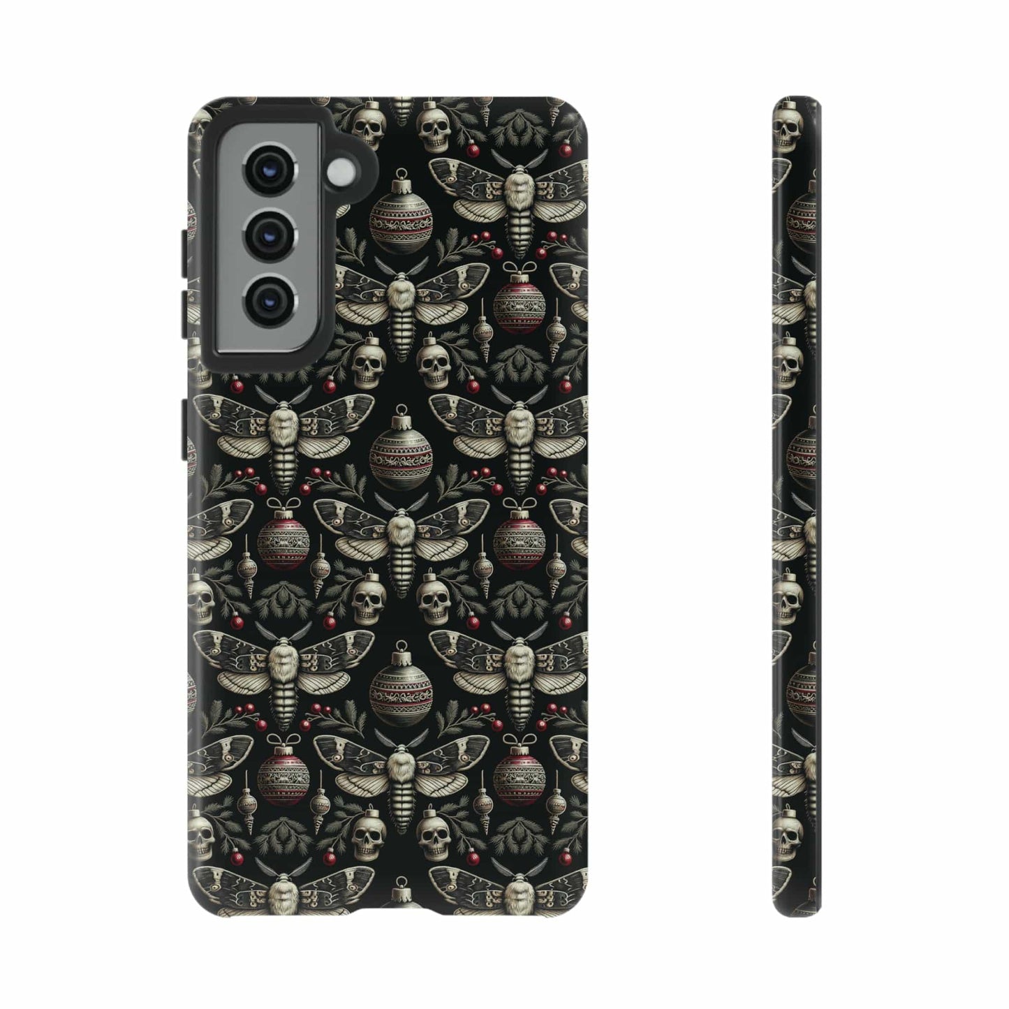 Dark Moth and Skull Holiday Phone Case