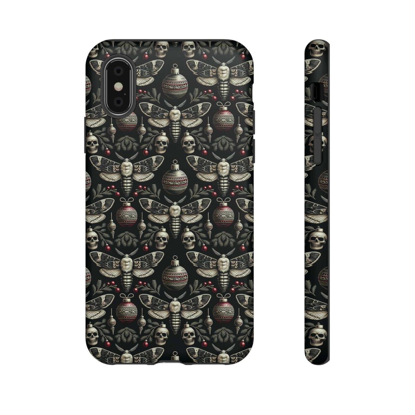 Dark Moth and Skull Holiday Phone Case