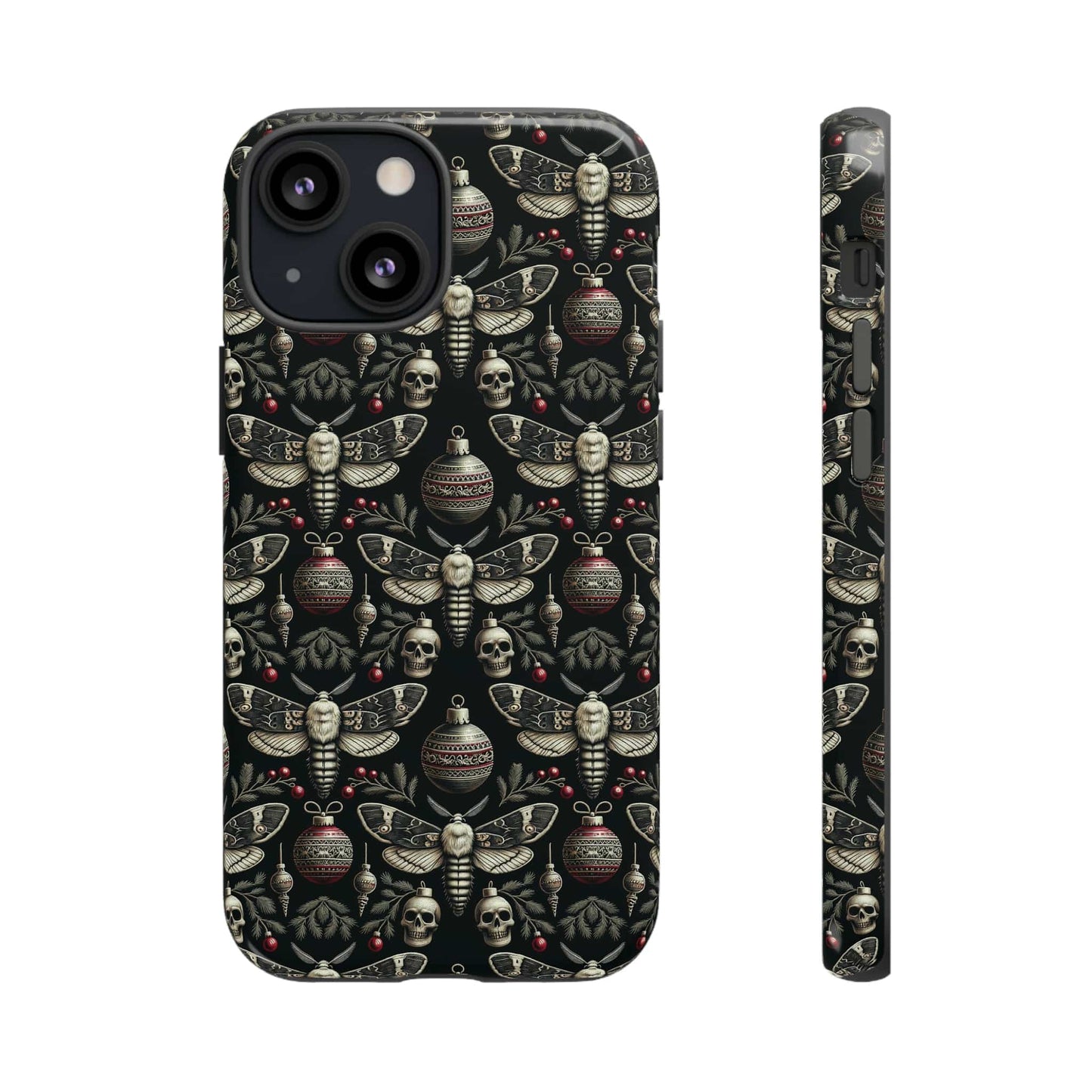 Dark Moth and Skull Holiday Phone Case