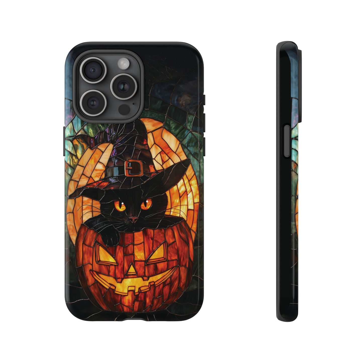 Witch's Cat Stained Glass Effect Phone Case