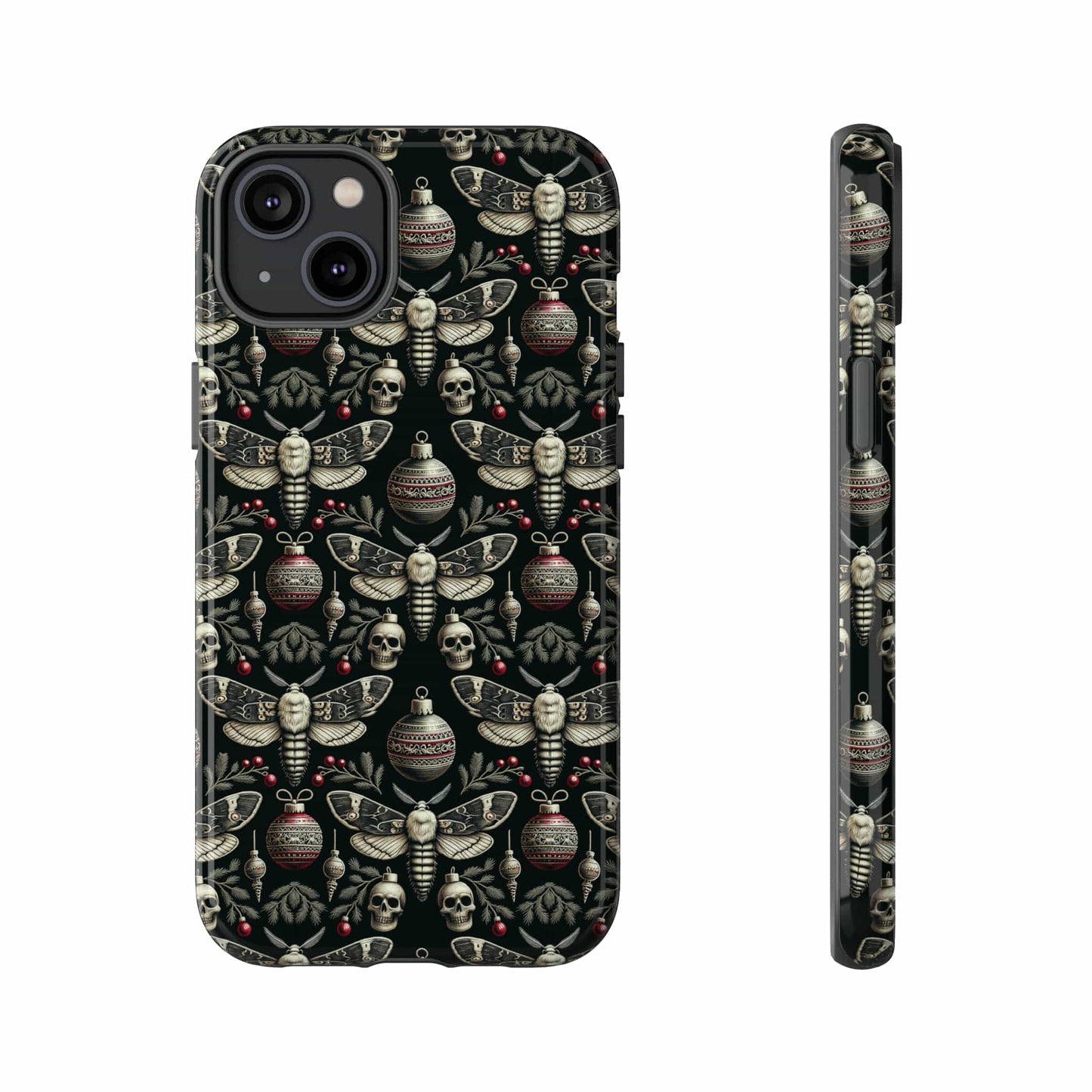 Dark Moth and Skull Holiday Phone Case