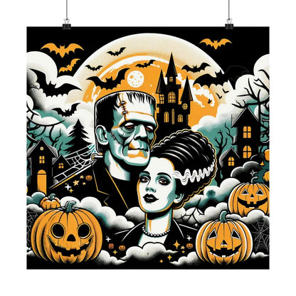 Halloween Monster & Bride Poster Print