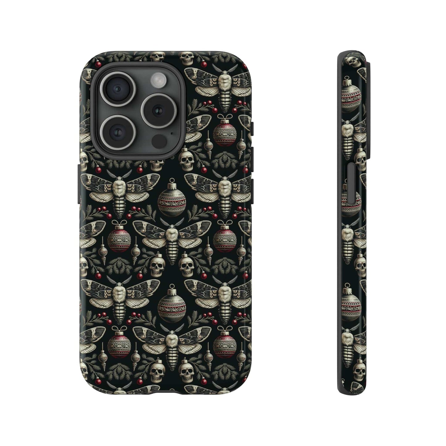 Dark Moth and Skull Holiday Phone Case