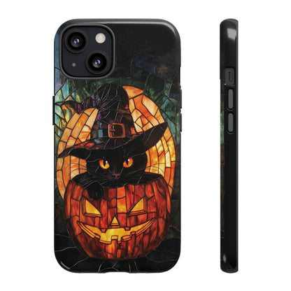 Witch's Cat Stained Glass Effect Phone Case