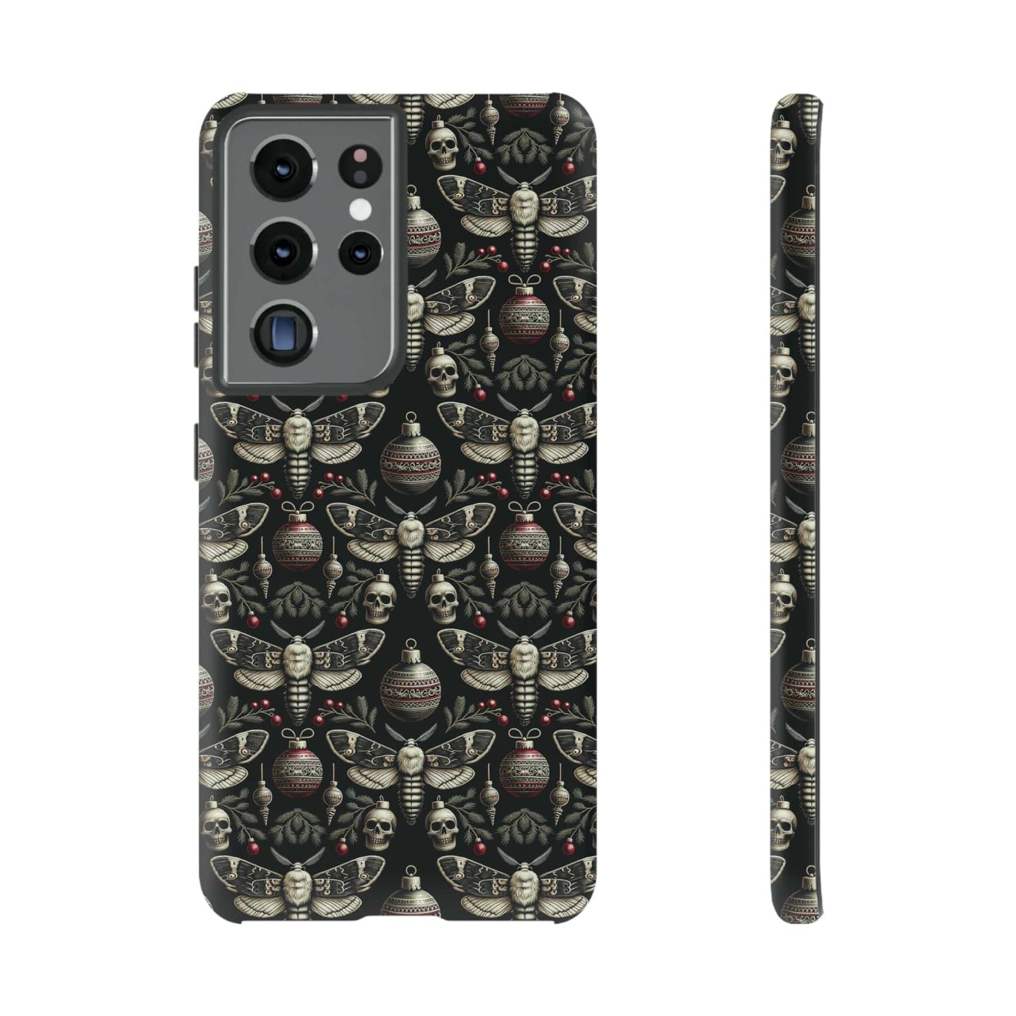 Dark Moth and Skull Holiday Phone Case