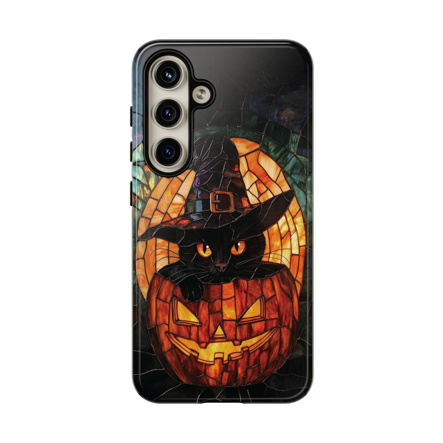 Witch's Cat Stained Glass Effect Phone Case