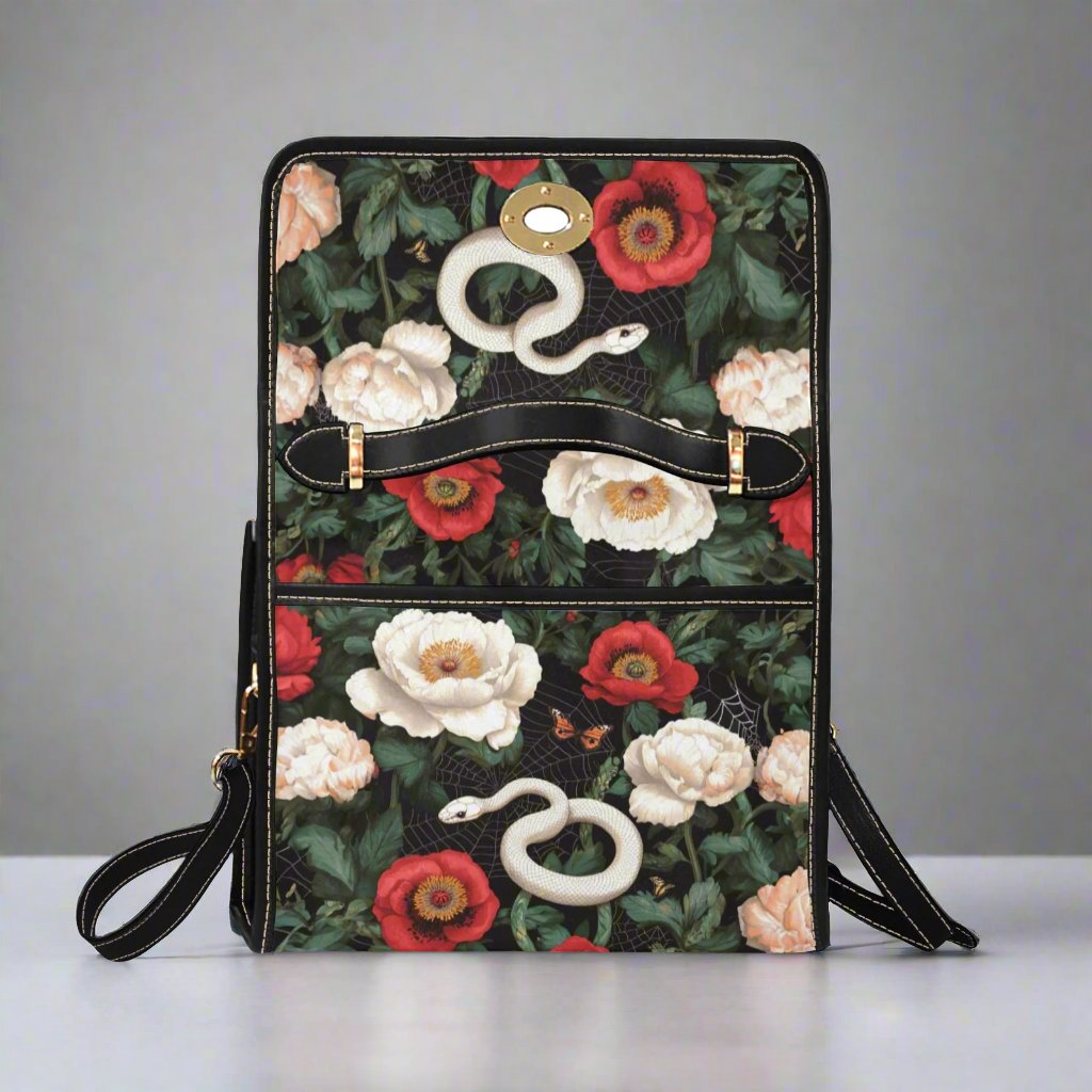 Albino Snake Peony Satchel Bag