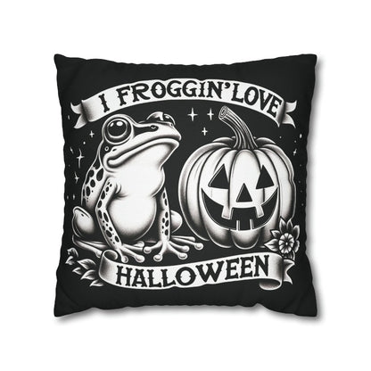 I Froggin' Love Halloween Spun Polyester  Pillow Case