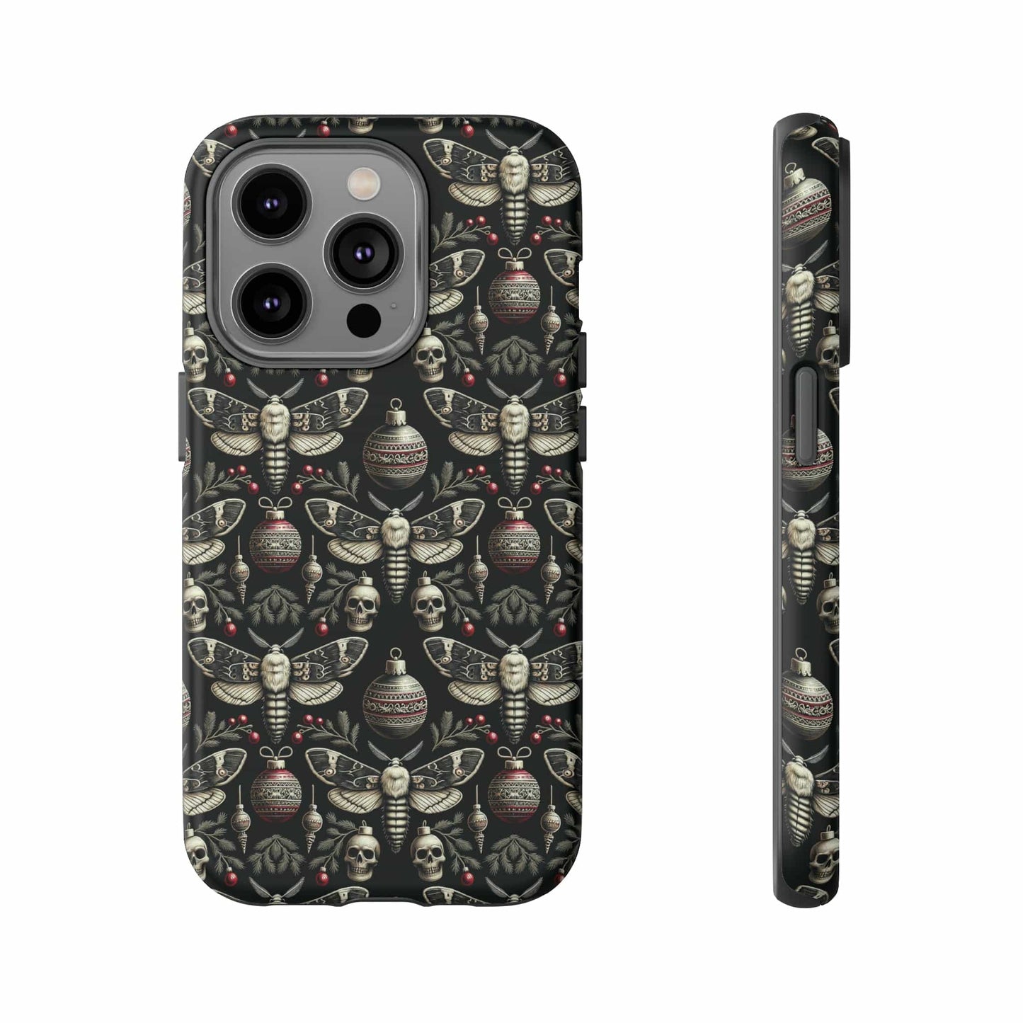 Dark Moth and Skull Holiday Phone Case