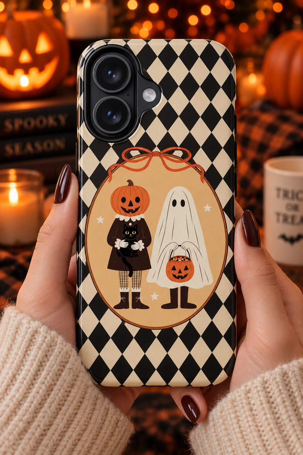 Retro Halloween Harlequin Impact Resistant Phone Case