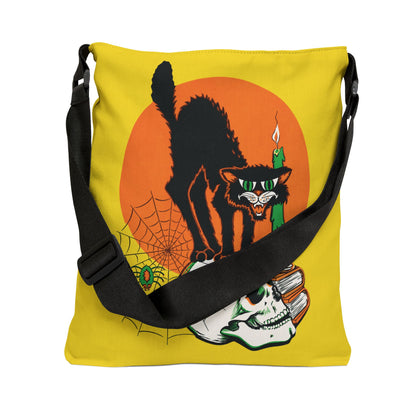 Black Cat Retro Halloween Tote Bag