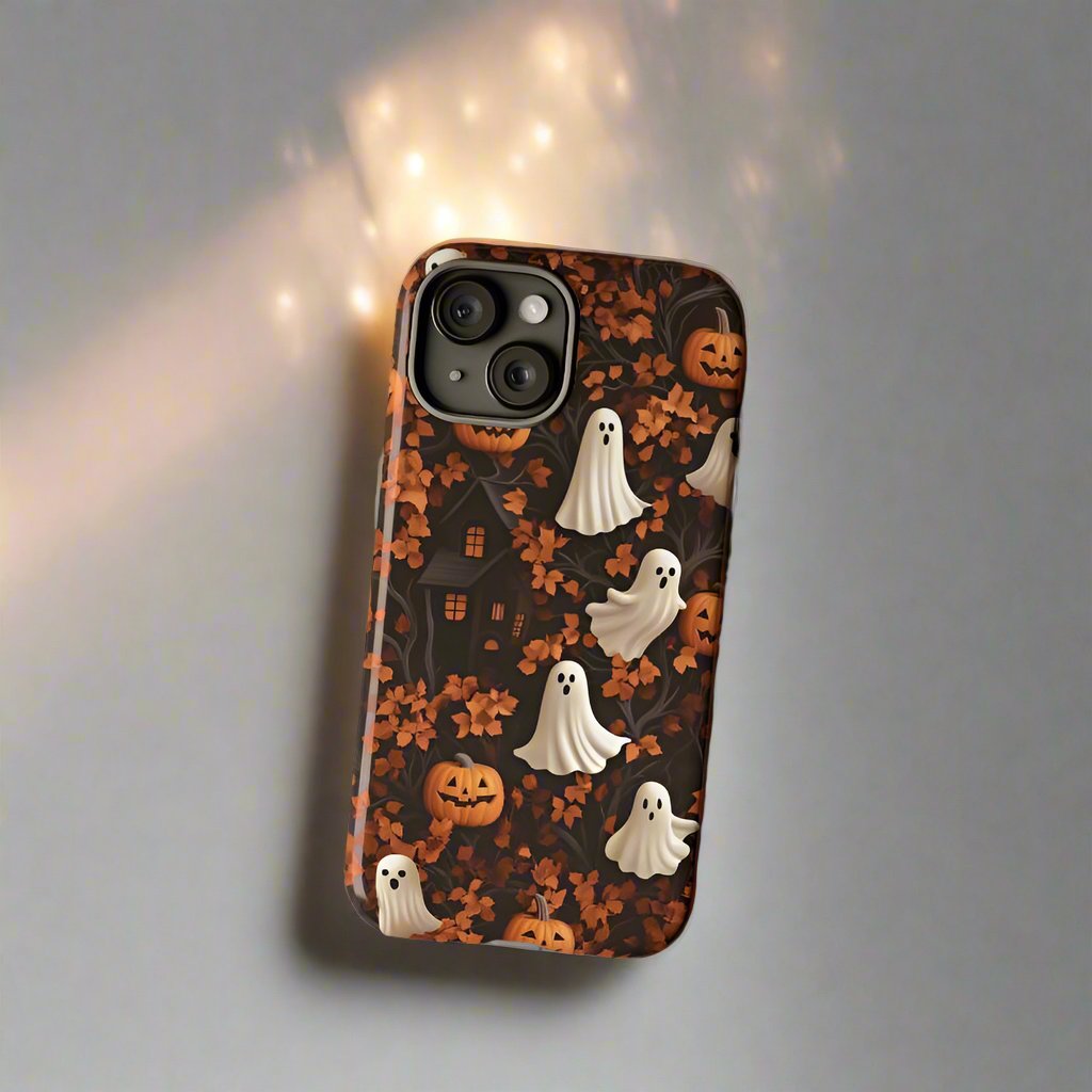 Halloween Ghosts & Autumn Leaves 3D Effect Phone Case