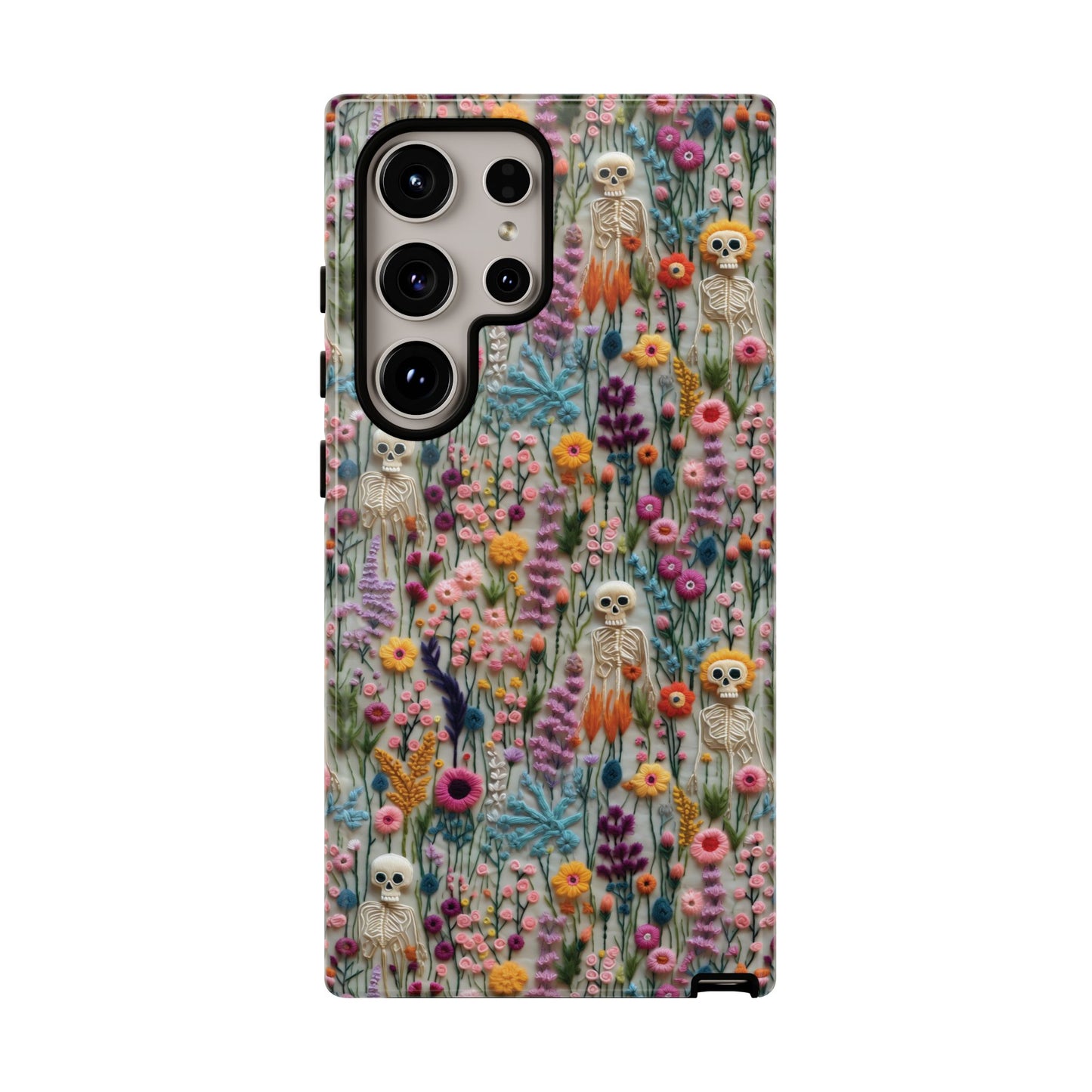 Floral Skeleton Impact Resistant Phone Case