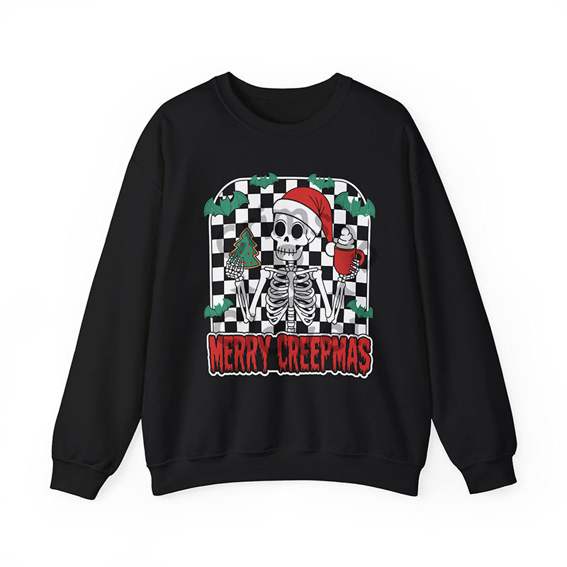 Merry Creepmas Checkered Skelly Sweatshirt