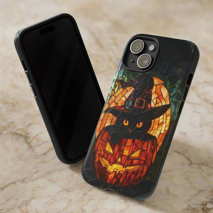 Witch's Cat Stained Glass Effect Phone Case