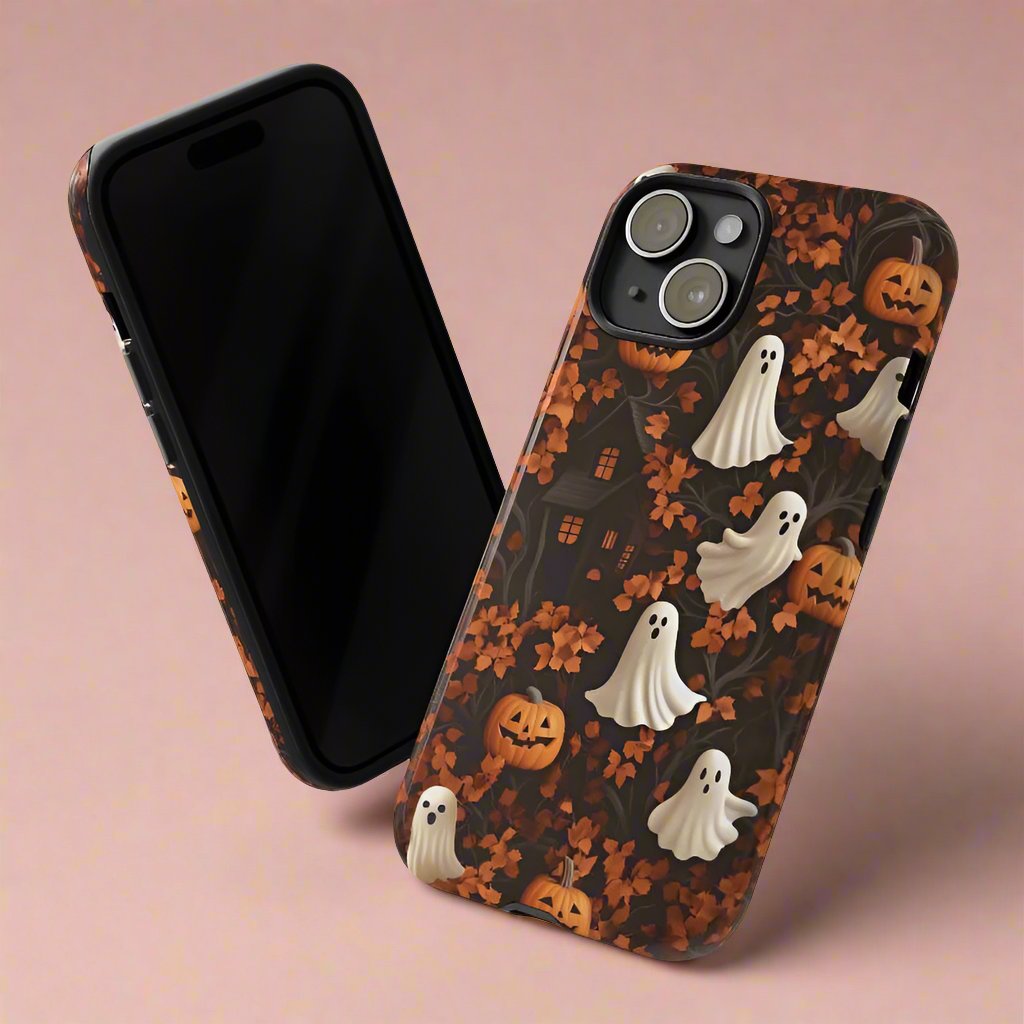 Halloween Ghosts & Autumn Leaves 3D Effect Phone Case