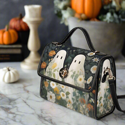 Floral Ghost Canvas Bag with Black Trim