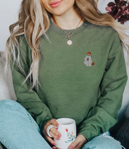 Coffee Ghost Embroidered Sweatshirt