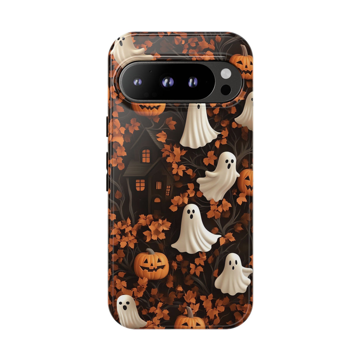 Halloween Ghosts & Autumn Leaves 3D Effect Phone Case