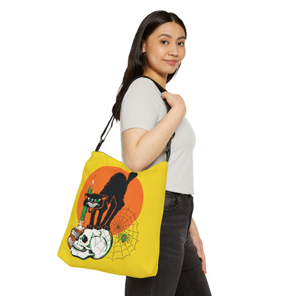 Black Cat Retro Halloween Tote Bag