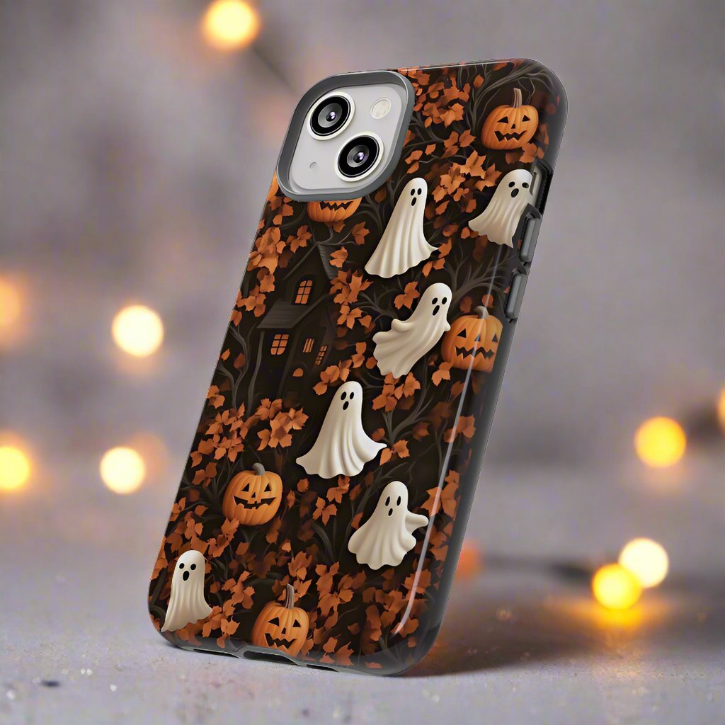 Halloween Ghosts and Leaves 3D Effect Phone Case