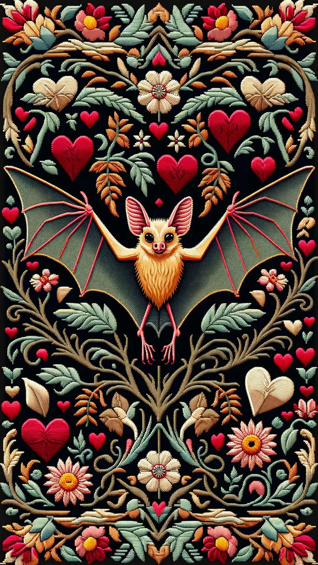 Embroidery Bat Phone Wallpaper