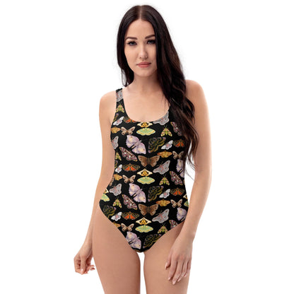 Moth Print One-Piece Swimsuit