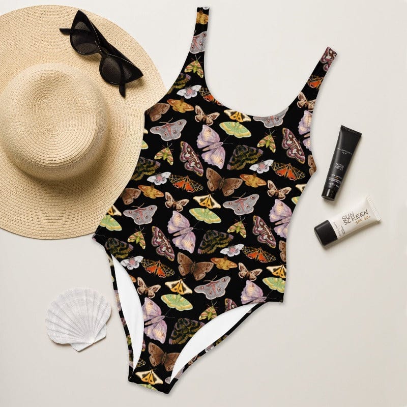 Moth Print One-Piece Swimsuit