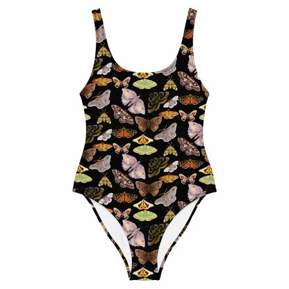 Moth Print One-Piece Swimsuit