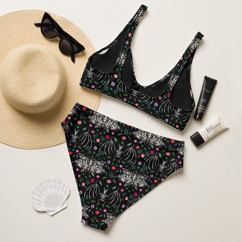 Nocturnal Botanical High-waisted bikini