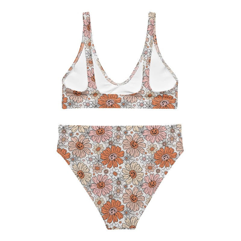 Pumpkin Daisy high-waisted bikini