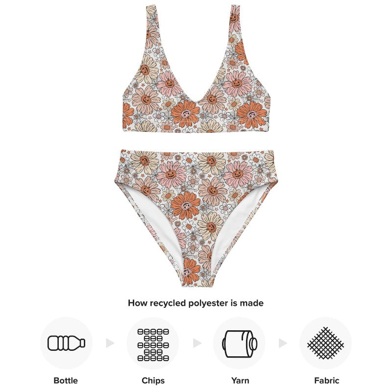 Pumpkin Daisy high-waisted bikini