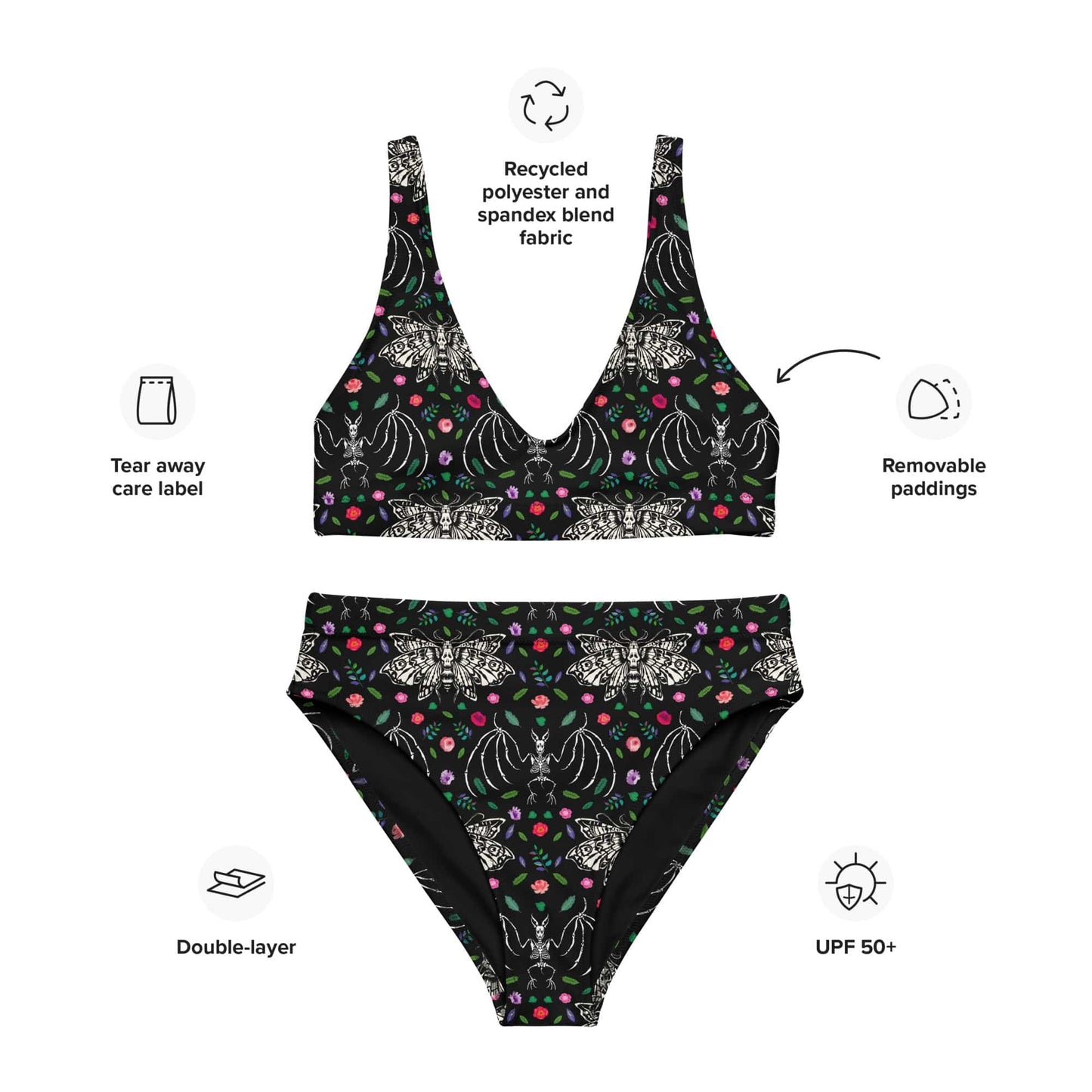 Nocturnal Botanical High-waisted bikini