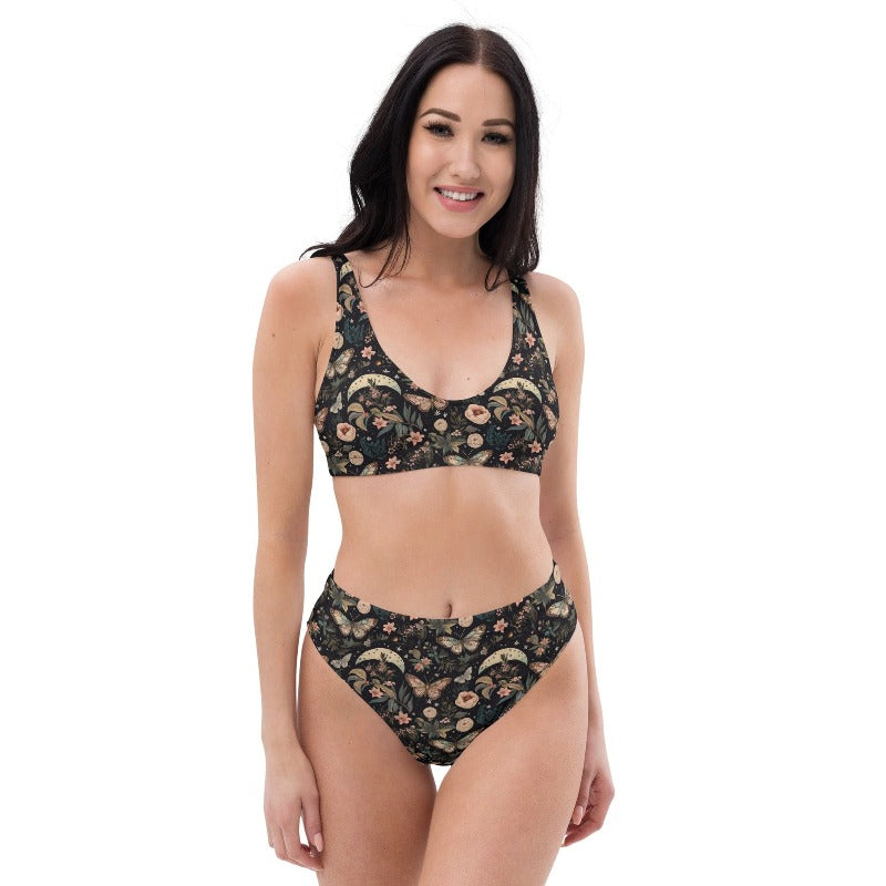 Night Moth high-waisted bikini