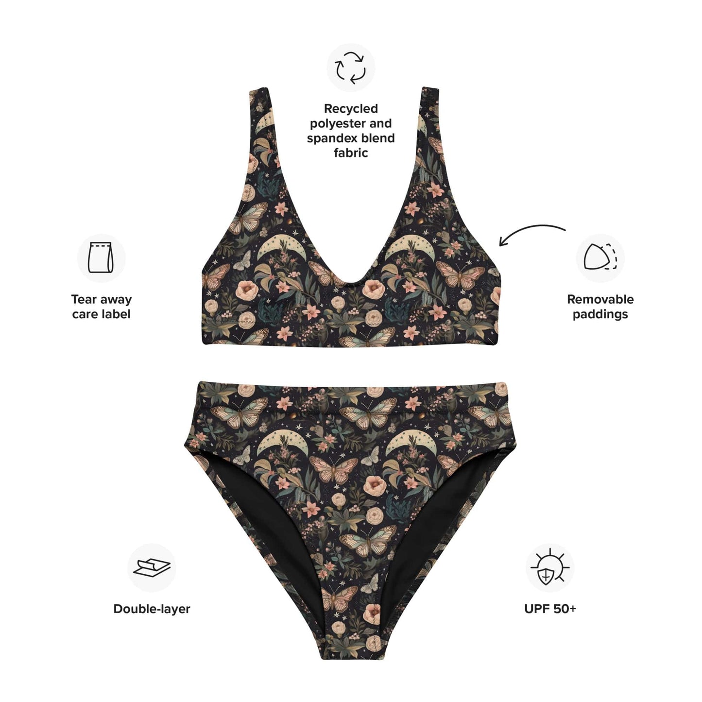 Night Moth high-waisted bikini